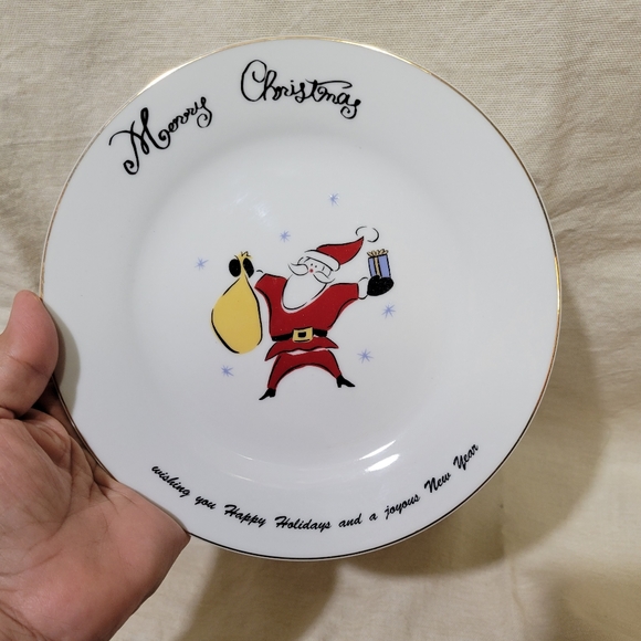 Merry Brite Christmas Set of 4 SALAD Plates MB - Picture 2 of 7